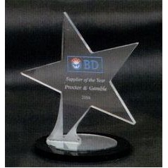 10" Acrylic Star Award on Black & Mirror Oval Base