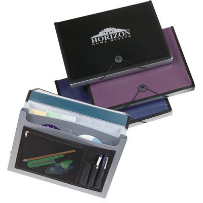 Two-Tone Expanding File Portfolio w/Zipper Pocket & Pen Holders