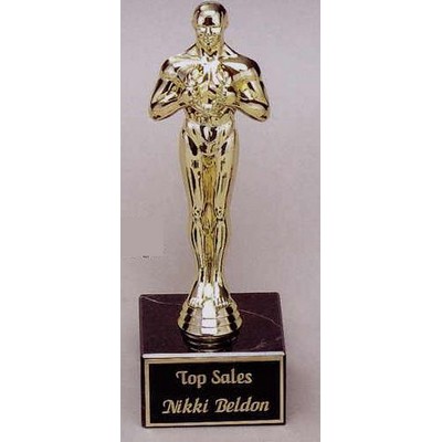 Classic Gold Figure Achievement Award on Genuine Black Marble Base(10 1/2")