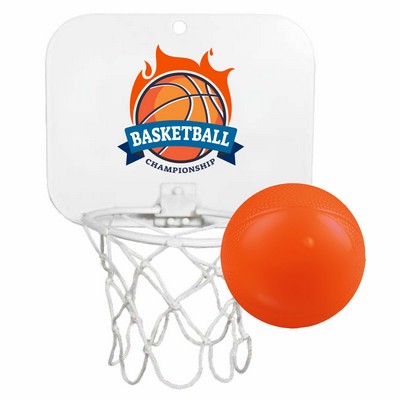 Mini Basketball Backboard w/Unimprinted Vinyl Basketball