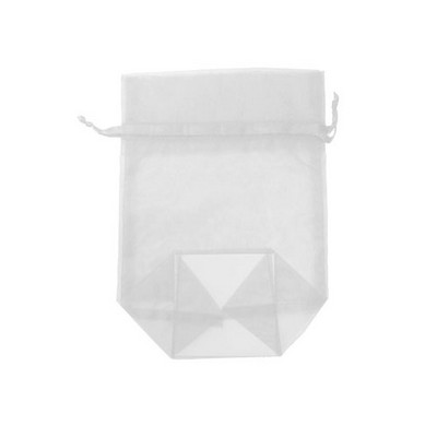 Large Gusseted Organza Mesh Bag w/ Satin Ribbon (3"x3"x9.5")