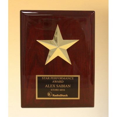 Star Casting w/ Gabled Points on Rosewood Finish Plaque (6"x8")