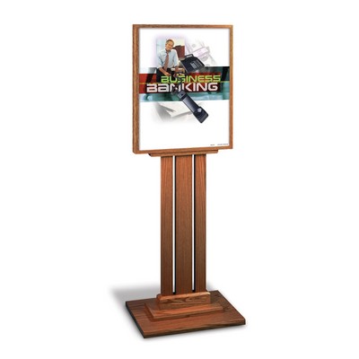 Oak Wood Floor Poster Stand w/Slotted Base