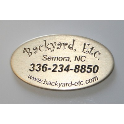 Aluminum ID/Name Plates falling between 1-3.9 sq. inches w/ a Die struck/Color filled imprint.