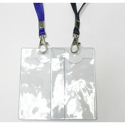 Clear Vertical Vinyl Badge Holder w/Lanyard (3"x4")