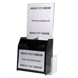 Black Locking Ballot/ Suggestion Box W/ Ad Holder