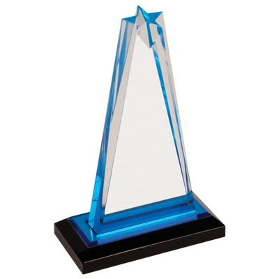 Impress Star Acrylic Award - Blue/Clear - 8" Tall