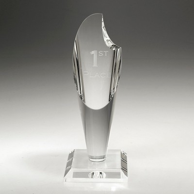 10" Torch Crystal Award w/Base