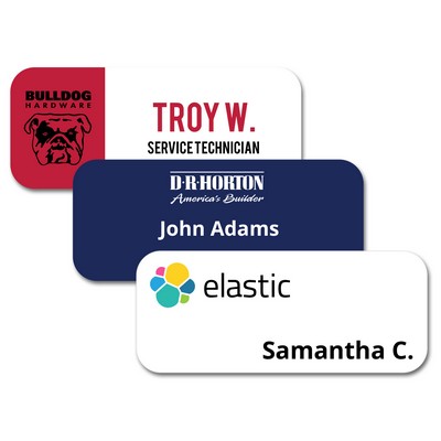 1.25" x 3" Matte Plastic Name Badge w/Full Color Imprint & Personalization