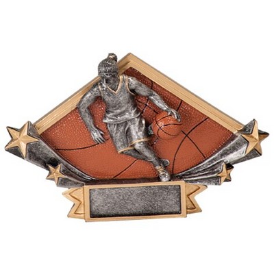 Diamond Star Resin Female Basketball Award - 4 1/4"x6 1/4"