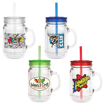 20 Oz. Genie Double-Wall Acrylic Mason Jar Mug w/ VibraPrint Insert