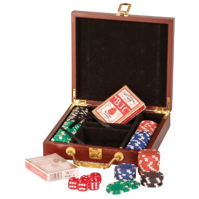 Rosewood Finish 100 Chip Poker Set