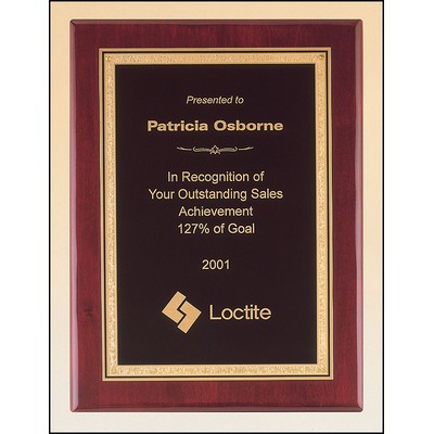 Rosewood Piano Finish Plaque with Florentine Plate , 9 x 12"