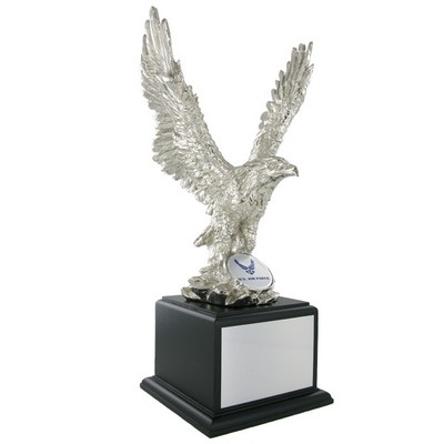 15 ½" Electroplated Silver Eagle Trophy w/2" Diameter Insert Space