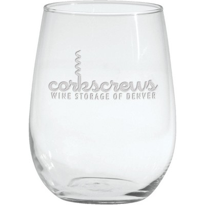 17 Oz. Vina Stemless White Wine Glass - Etched