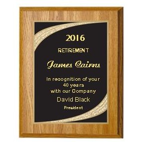 Oak Plaque 7" x 9" - Black/Gold Majestic Plate