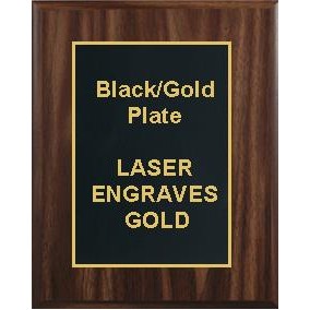 Walnut Plaque 5" x 7" - Black/Gold 4" x 6" Designer Plate