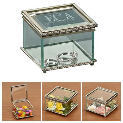 Square Glass Box w/Hinged Cover