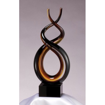 Brown & Black Twists and Turns Inspired Art Glass Award - 13'' H