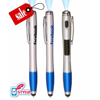 Closeout Union Printed Promotional - 3 in 1 LED Flashlight Stylus Pen