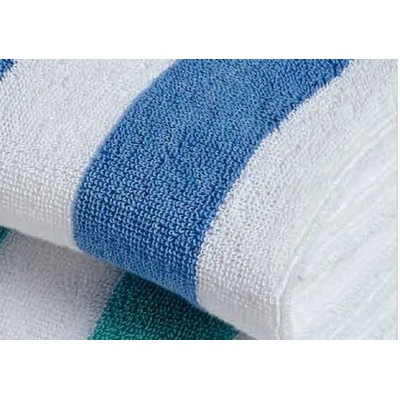 Cabana Premium White Cotton w/Medium Blue Stripe Towel