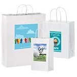 Short Run Imprinted White Kraft Bag (16"x6"x19")