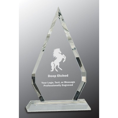 10" Crystal Diamond Award on Clear Pedestal Base