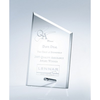 Beveled Sail Jade Glass Award with Aluminum Pole, Large (10"x6-1/2")