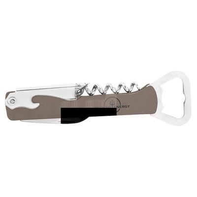 Gray Leatherette Wine Bottle Opener