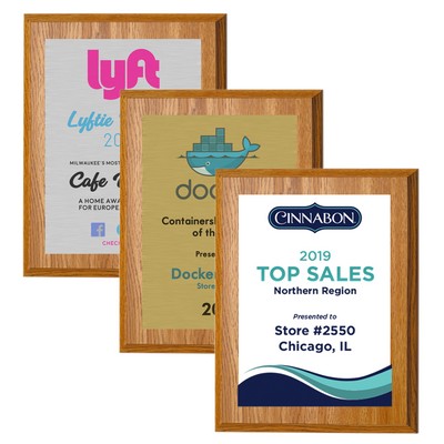 6" x 8" Oak Finish Plaque w/ Full Color Sublimated Imprint