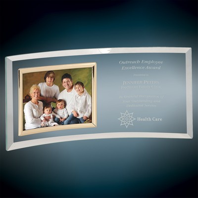 Jade Glass Crescent w/5" x 3 1/2 Photo Frame