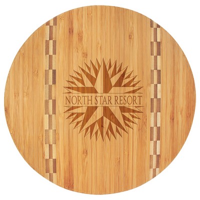 11.75" Round Bamboo Cutting Board with Butcher Block Inlay