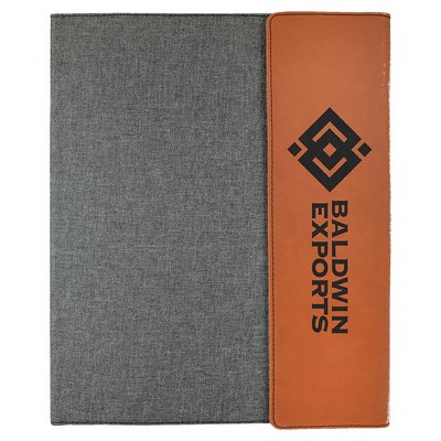 Rawhide Leatherette / Gray Canvas Portfolio with Notepad