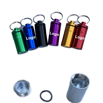 Aluminum Pill Bottle W/ Key Ring