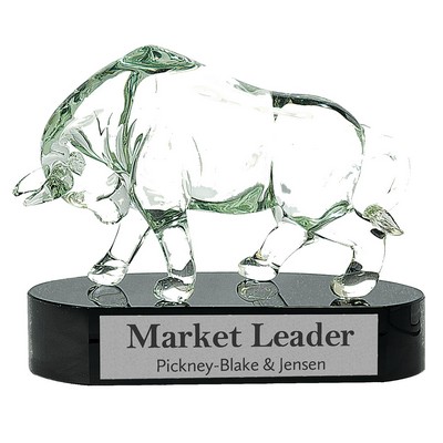 Fighting Bull Art Glass Award 7 1/2"H