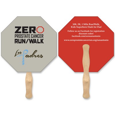 Stop Sign Lightweight Full Color Two Sided Single Paper Hand Fan