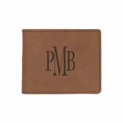 Dark Brown Leatherette Bifold Wallet