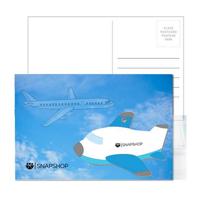 Post Card With Full-Color Blue Plane Luggage Tag