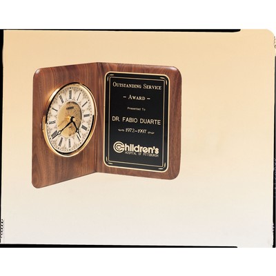 Solid Brass Diamond-Spun Bezel Freestanding Clock w/Glass Lens & Ivory Dial (12.5"x 9.5")