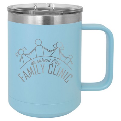 15 Oz. Stainless Steel Coffee Mug - Light Blue