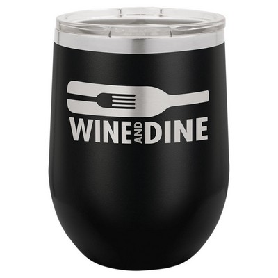 12 Oz. Stainless Steel Wine Tumbler - Black