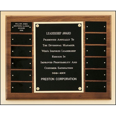 Airflyte® Series American Walnut Perpetual Plaque w/12 Brass Plates (12"x 15")