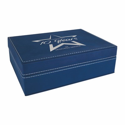 8" x 6 3/8" Blue/Silver Leatherette Premium Gift Box