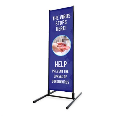 XL-85 Outdoor Sidewalk Sign - Virus Stop Here - Vinyl Banner, Single Sided