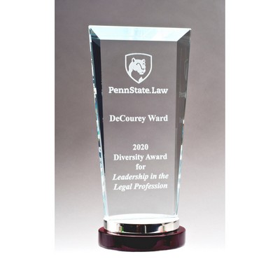 Premium Series Glass Award with Rosewood and Aluminum Base (4.25" x 8.125")