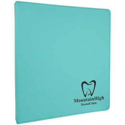 Teal Laser Engraved Leatherette 3 Ring Binder (10 1/2" x 11 1/2")