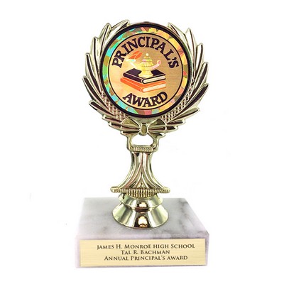 5 ¼" Trophy Riser w/ 2" Principal's Award Mylar Insert