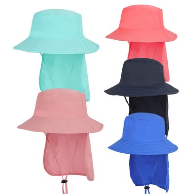 Unisex Kids Sun Bucket Hat W/ Neck Flap