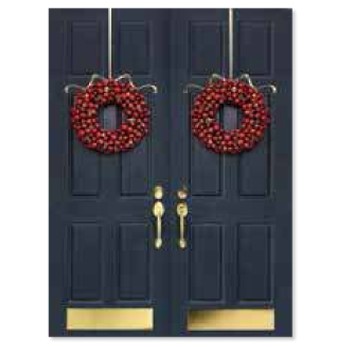 Red Door Wreath Greeting Card