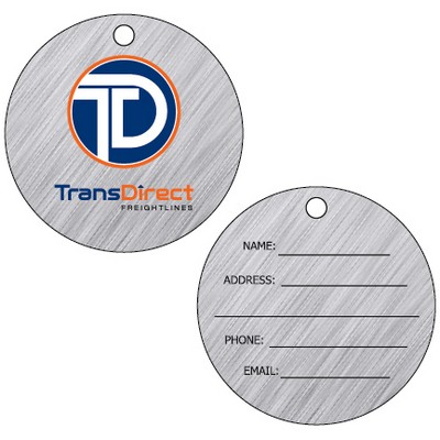 Brushed Aluminum Round Bag Tag (3.25")